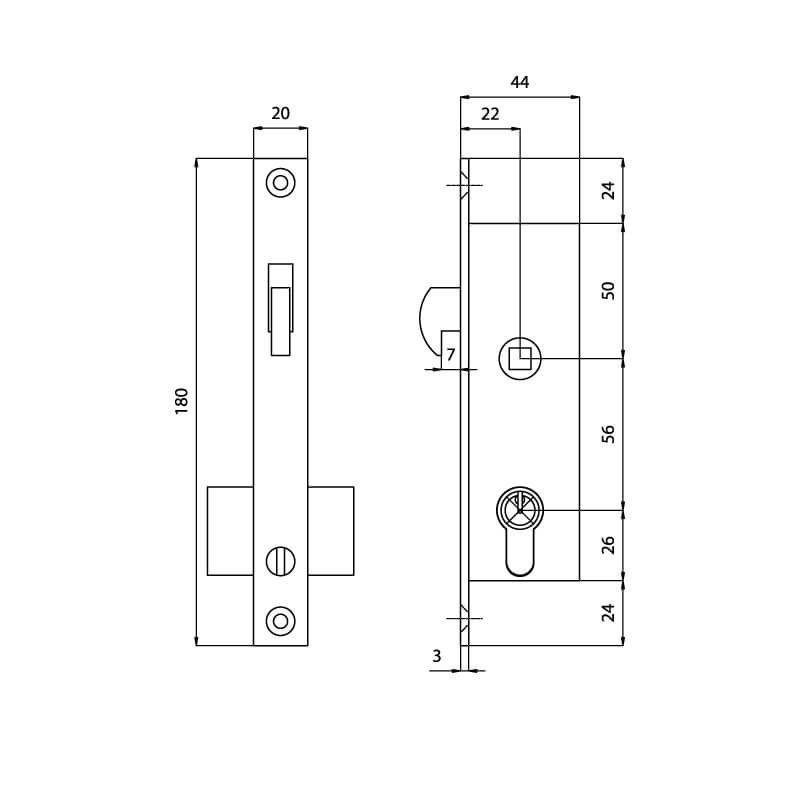 Princess patio door lock for sliding door – with 7mm catch